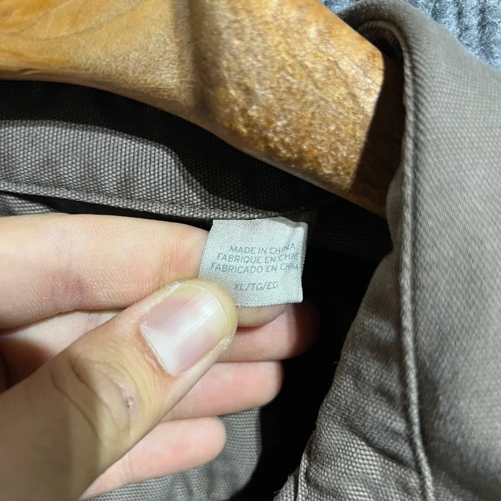 Levis Button Down Shirt Mens XL Brown Canvas Long Sleeve Workwear Utility Pocket